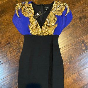 NWT Black Dress with a Leaf Pattern Bodice by Nicole by Nicole Miller Size 4